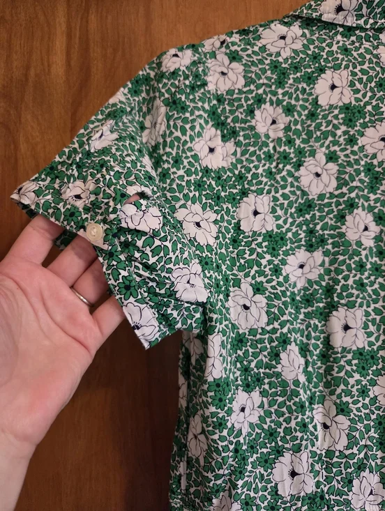 Talbots Puff Sleeve Shirt Dress Ditsy Vines Green Women Size 12 - Picture 5 of 7